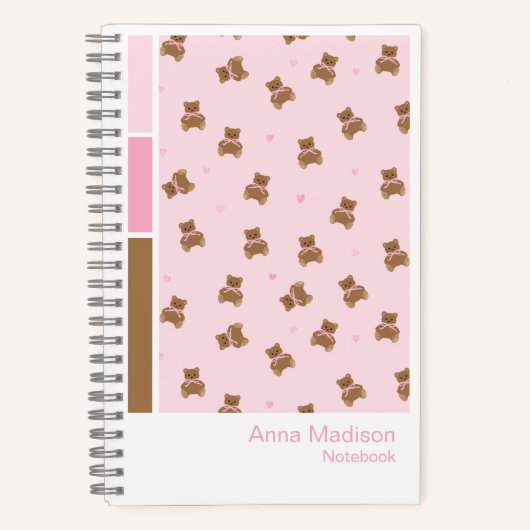 Coquette Teddy Bears Vertical Palette Notebook ノートブック (正面)