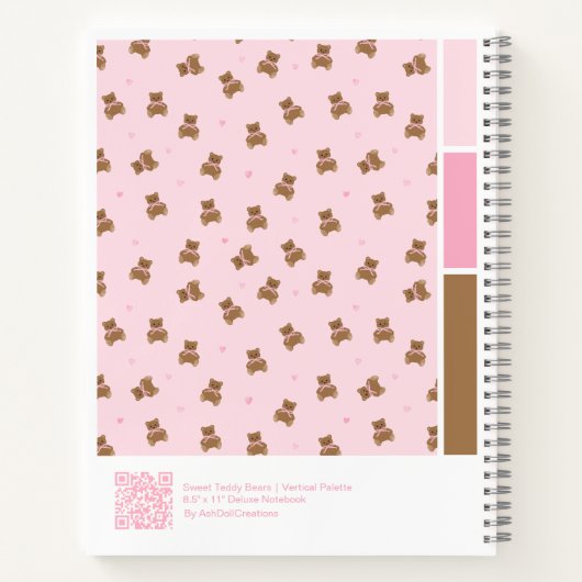 Coquette Teddy Bears Vertical Palette Notebook ノートブック (裏面)