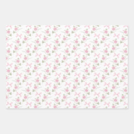 Coquette Toile De Jouy Pink Bow ラッピングペーパーシート
