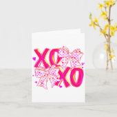 Coquette Valentine Xoxo Funny Valentine Bow Hearts カード (黄色い花)