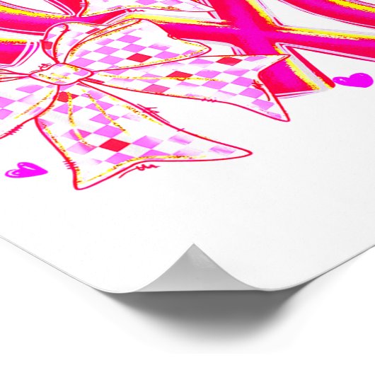Coquette Valentine Xoxo Funny Valentine Bow Hearts ポスター (角)