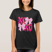 Coquette Valentine Xoxo Funny Valentine Bow Hearts Tシャツ (正面)
