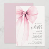 Coquette Watercolor Big Pink Bow Bridal Shower  招待状 (正面/裏面)