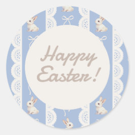 Coquette Watercolor Bunny Lace Easter Sticker ラウンドシール
