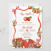 Coquette Wavy Bow Apple Of Our Eye Baby Shower 招待状 (正面)