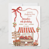 Coquette Wavy Bow Orchard Patch Girl Birthday 招待状 (正面)