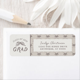 Coquette Whimsical Bows Class of 2026 Graduation ラベル