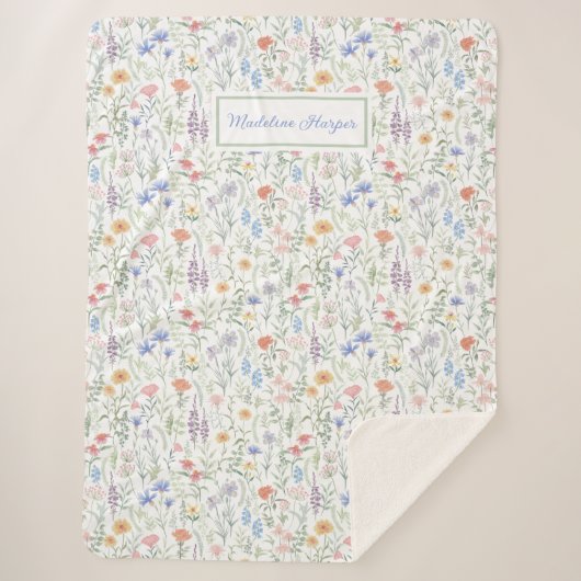 Coquette Wildflower Meadow Personalised  シェルパブランケット (正面)
