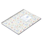 Coquette Wildflower Meadow Personalised Blue ノートブック (左側)