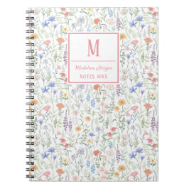 Coquette Wildflower Meadow Personalised Pink ノートブック