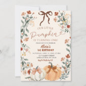 Coquette Wildflower Pumpkin 1st Birthday  招待状 (正面)