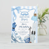 Coquette Winter Blue pastel Ski birthday 招待状 (スタンド正面)