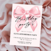 Coquettish Bow Pink Birthday Invitation 招待状