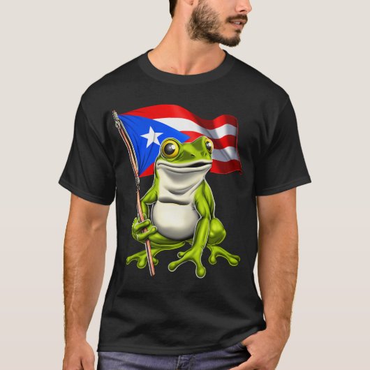 Coqui Frog Puerto Rico Flag Tシャツ (正面)