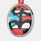 Coqui taíno sobre bandera de Puerto Rico メタルオーナメント (左)