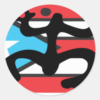 Coqui taíno sobre bandera de Puerto Rico ラウンドシール