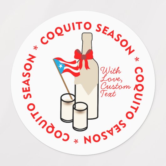 Coquito Season Bottle Label Personalize Text ラベル (デザイン2)