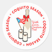 Coquito Season Bottle Label Small Personalize Text ラウンドシール (正面)