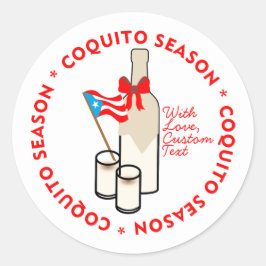 Coquito Season Bottle Label Small Personalize Text ラウンドシール