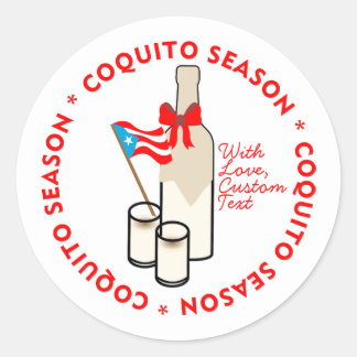 Coquito Season Bottle Label Small Personalize Text ラウンドシール
