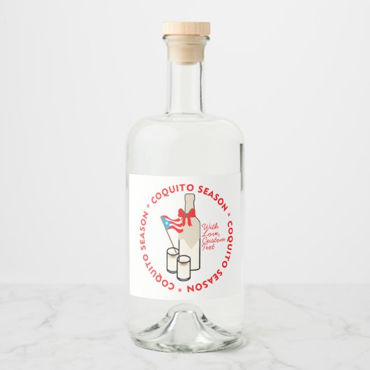 Coquito Season Liquor Bottle Labels Custom Text リキュールボトルラベル (正面)