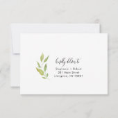 CORAウォーターカラーピーチフローラウェディングRSVPカード 招待状 (裏面)