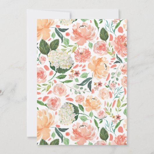 CORAウォーターカラーピーチフローラ結婚式招待状 招待状 (裏面)