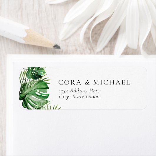 CORAトロピカルウォーターカラーパームビーチ差出人住所 ラベル (インサイチュ)