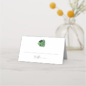 CORAトロピカルウォーターカラーパームリーフシンプルミニマル プレイスカード (正面)