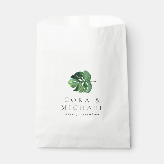 CORAトロピカルビーチパームリーフデスティネーションウェディング フェイバーバッグ (正面)