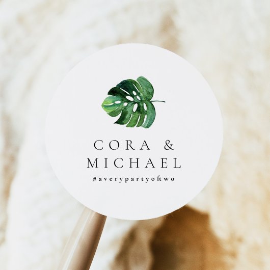 CORAトロピカルビーチパームリーフデスティネーションウェディング ラウンドシール