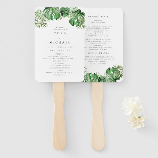 CORAトロピカルビーチ目的地ウェディングプログラム ハンドファン (正面&裏面)