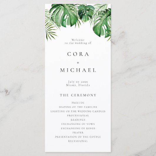 CORAトロピカルビーチ目的地ウェディングプログラム メニュー (正面)