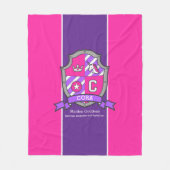 Cora文字Cの名前はシールドピンクパープル フリースブランケット (正面)