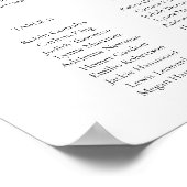 CORA水エレガント色パームリーフのシーティングチャート ポスター (角)