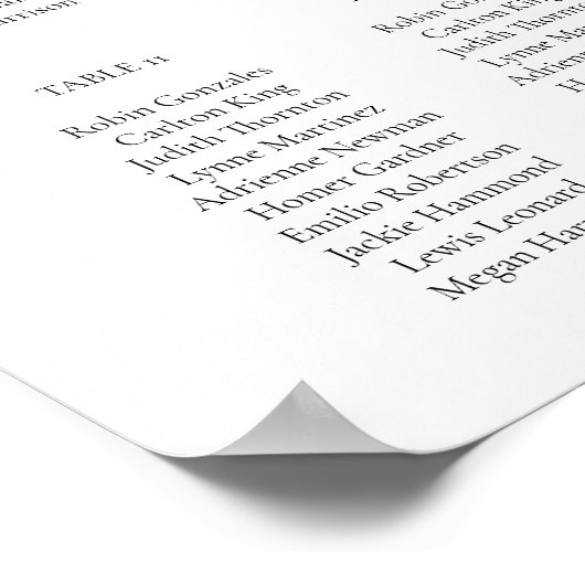 CORA水エレガント色パームリーフのシーティングチャート ポスター (角)