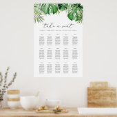 CORA熱帯水色パームリーフのシーティングチャート ポスター (キッチン)