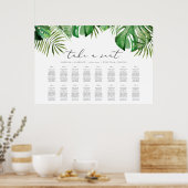 CORA熱帯水色パームリーフのシーティングチャート ポスター (キッチン)