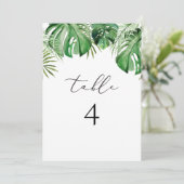 CORA熱帯水色パームリーフテーブル番号 招待状 (スタンド正面)