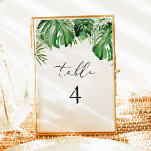 CORA熱帯水色パームリーフテーブル番号 招待状