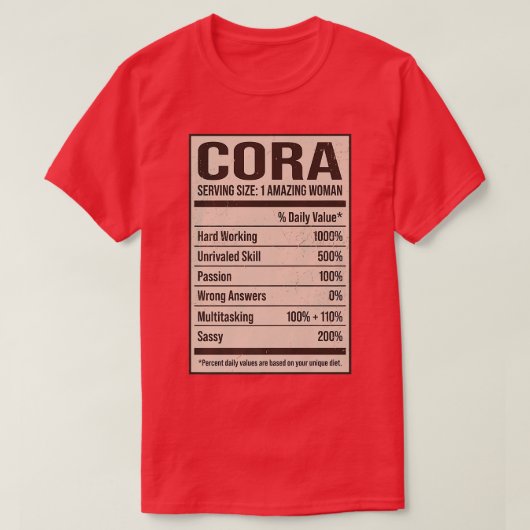 Cora Nutrition Facts Name Nickname Alias Title Fri Tシャツ (デザイン正面)