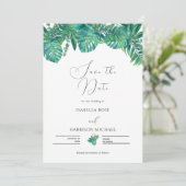 CORA Tropical Beach Palm Leaf Save the Date  招待状 (スタンド正面)