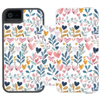 Corações em aquarela iPhone SE/5/5sウォレットケース