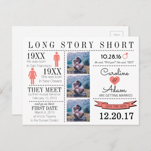 Coralのタイムライン日付のポストカードを保存 案内ポストカード (正面/裏面)