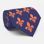 Coralフルーアdelys Motif濃紺の背景 ネクタイ (ロール)