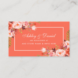 Coralモダンフローラの結婚レジストリ挿入カード エンクロージャーカード
