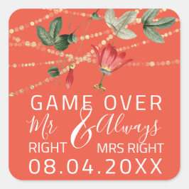 Coral'結婚's RightいつもMrs Right Game Over スクエアシール