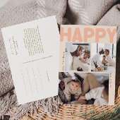 Coral はっきりした Year In Review縦3枚フォトハッピー シーズンポストカード