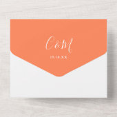 Coral コンテンポラリー Script Minimalist結婚's オールインワン招待状 (裏面)