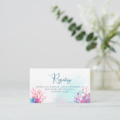 Coral、モダンビーチ結婚式登録カード エンクロージャーカード (スタンド正面)